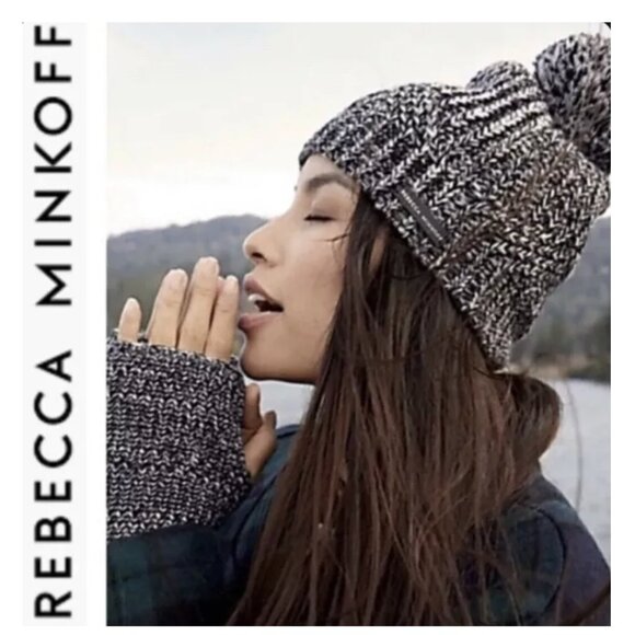 Rebecca Minkoff Marled Beanie 3 Hat Bundle NWT Rebecca Minkoff Marled Pom Pom Beanie & Armwarmer Set New | eBay main image 3